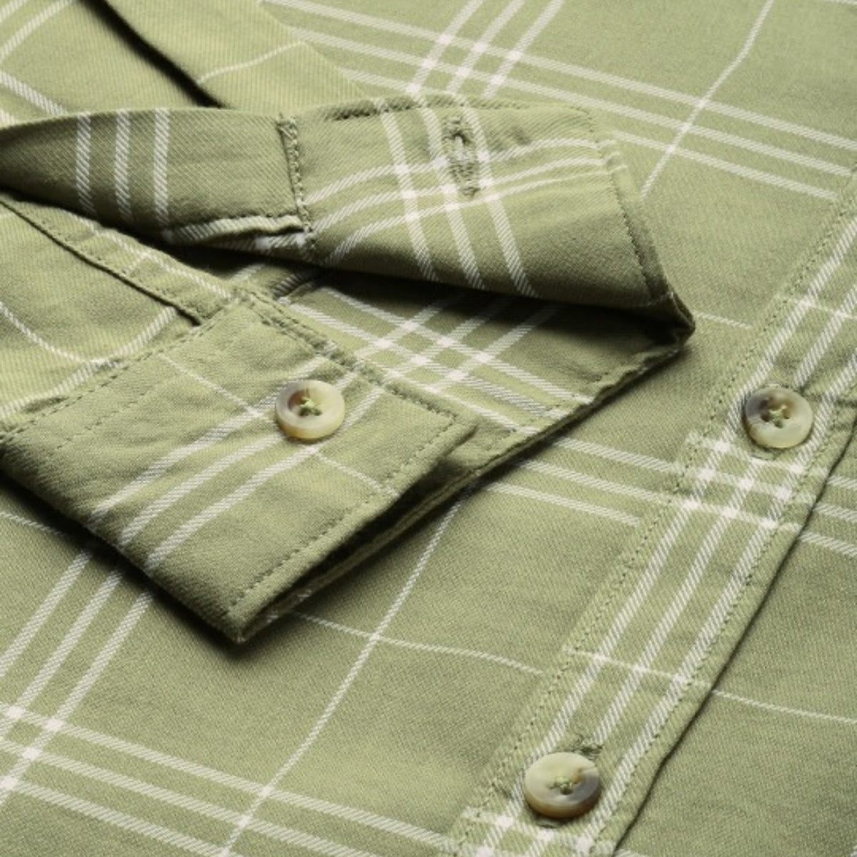 Premium Cotton Olive Green Checked Shirt – Casual & Office Wear|CS-01