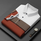 Men's Premium Brown and White Striped Cotton Polo T‑Shirt | S‑03