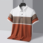 Men's Premium Brown and White Striped Cotton Polo T‑Shirt | S‑03