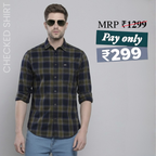 Premium Cotton Navy Blue and Olive Green Checked Shirt – Casual & Office Wear|CS-03