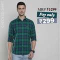 Premium Cotton Blue and Green Checked Shirt – Casual & Office Wear|CS-04