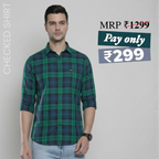 Premium Cotton Blue and Green Checked Shirt – Casual & Office Wear|CS-04