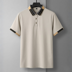 Men's Premium Cream Striped Cotton Polo T‑Shirt| S‑04