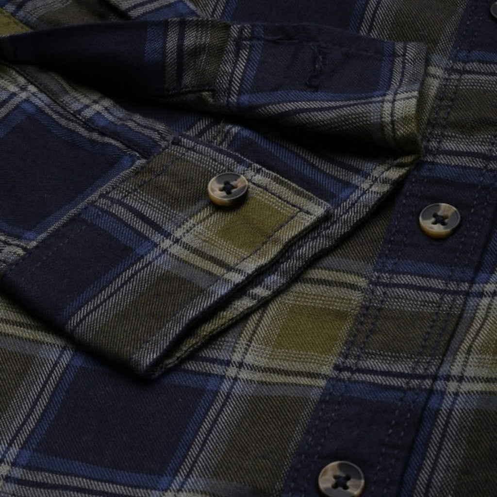 Premium Cotton Navy Blue and Olive Green Checked Shirt – Casual & Office Wear|CS-03