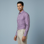 Men's Premium Lavender Cotton Striped Shirt (MSS-1)