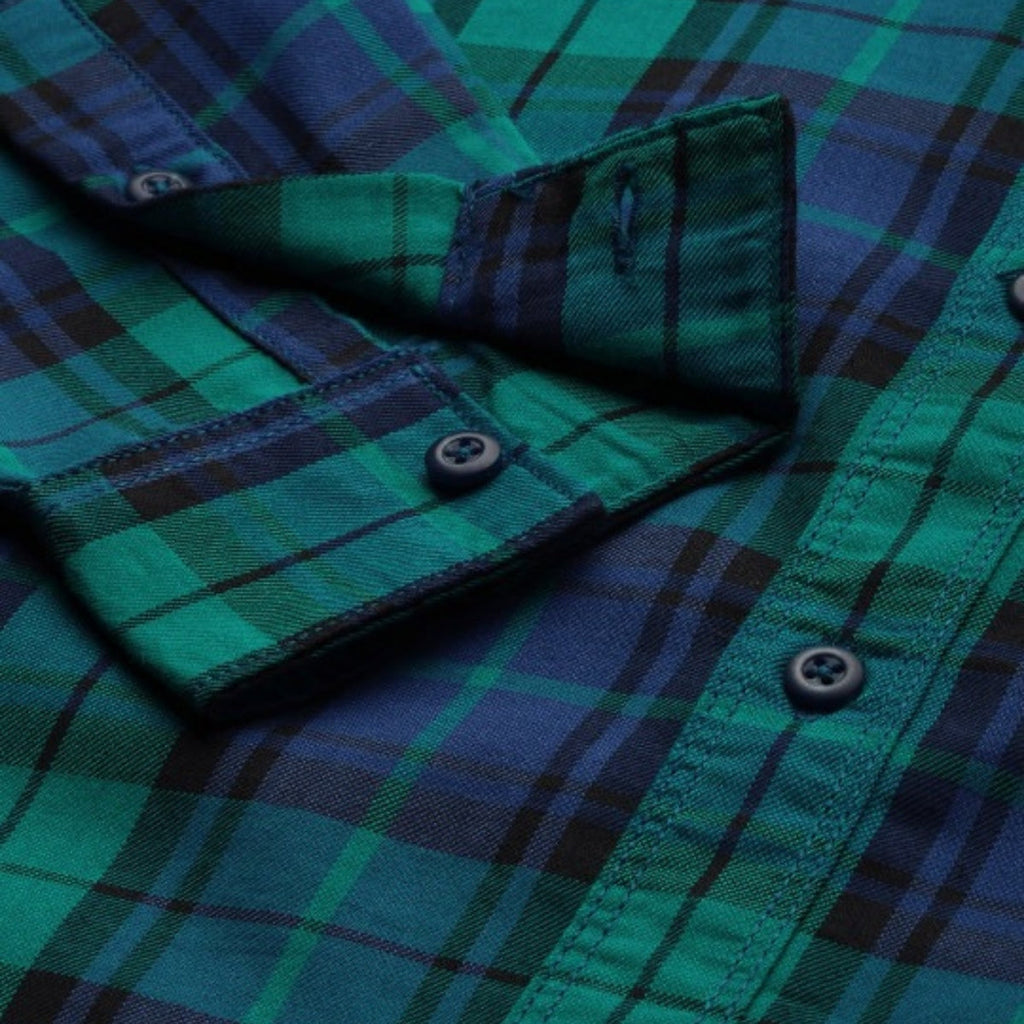 Premium Cotton Blue and Green Checked Shirt – Casual & Office Wear|CS-04