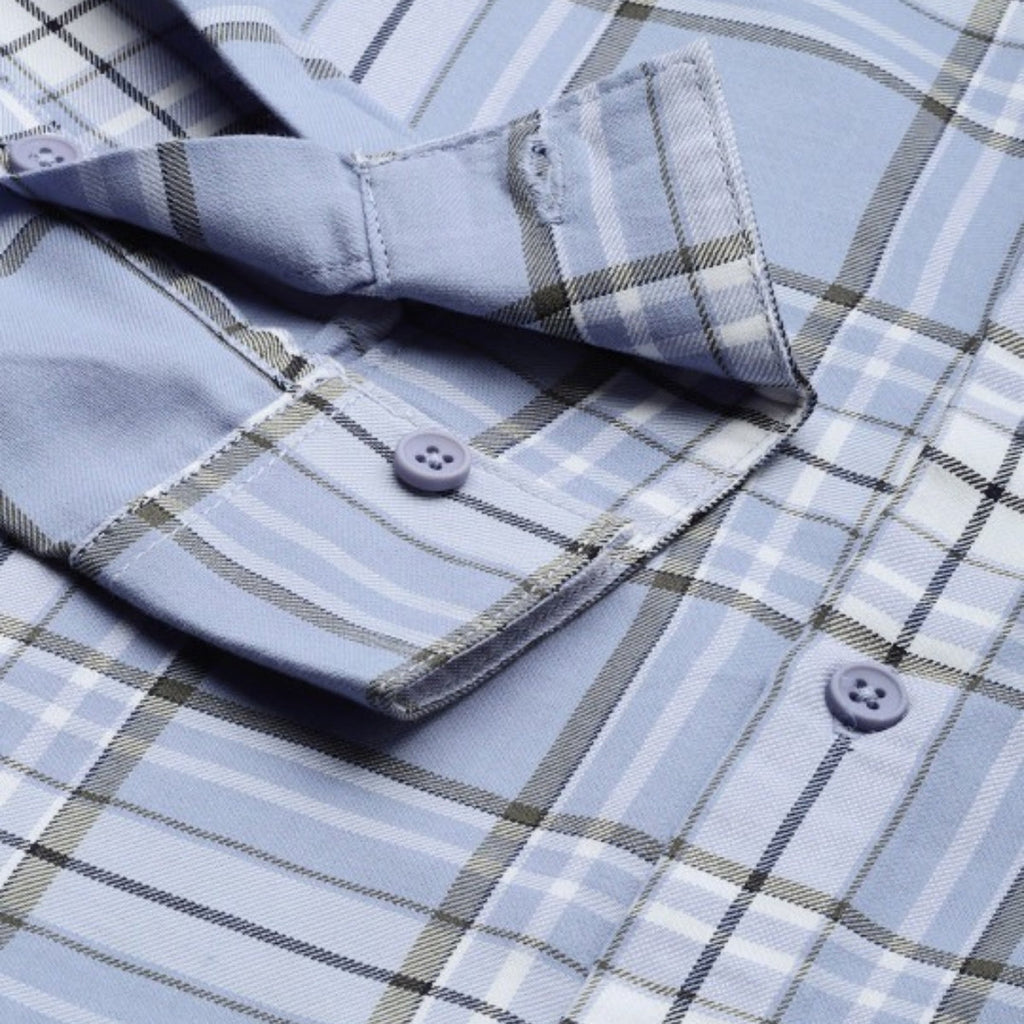 Premium Cotton Sky Blue and White Checked Shirt – Casual & Office Wear|CS-08