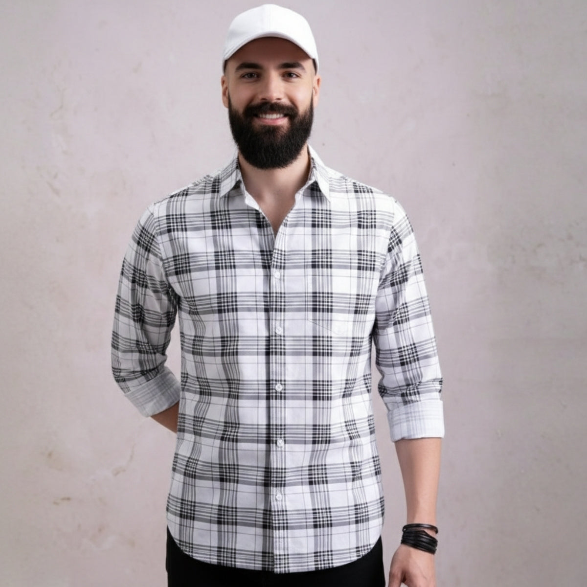 Premium Cotton Black and White Checked Shirt – Casual & Office Wear|CS-09