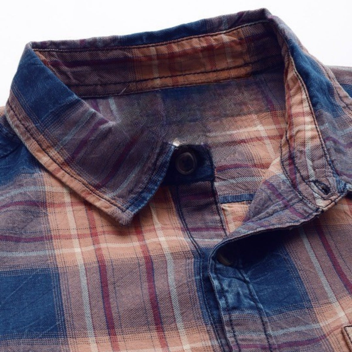 Premium Cotton Blue and Orange Checked Shirt – Casual & Office Wear | CS-11