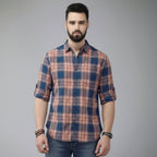 Premium Cotton Blue and Orange Checked Shirt – Casual & Office Wear | CS-11
