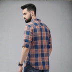 Premium Cotton Blue and Orange Checked Shirt – Casual & Office Wear | CS-11