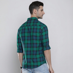 Premium Cotton Blue and Green Checked Shirt – Casual & Office Wear|CS-04