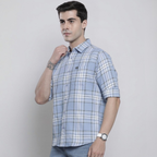 Premium Cotton Sky Blue and White Checked Shirt – Casual & Office Wear|CS-08