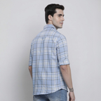 Premium Cotton Sky Blue and White Checked Shirt – Casual & Office Wear|CS-08