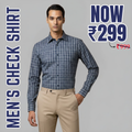 Men's Premium Blue Cotton Check Shirt (MSS-5)